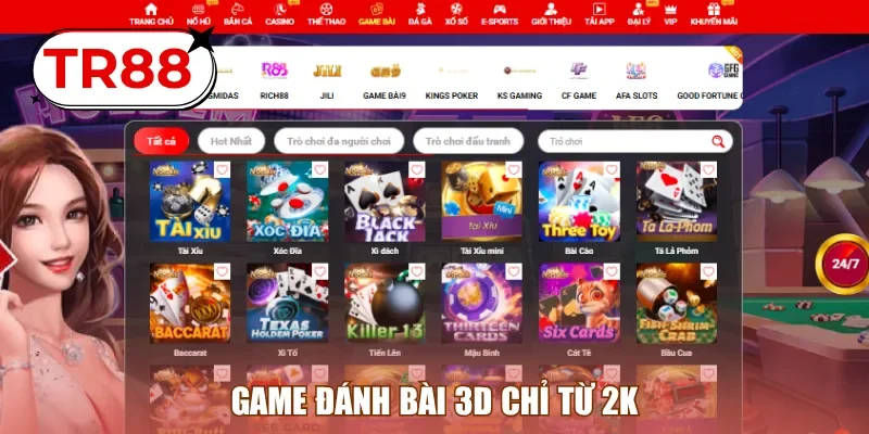 Game đánh bài 3D chỉ từ 2K